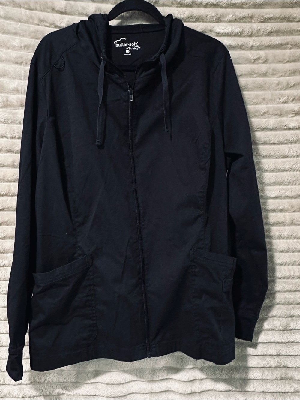 Butter Soft Black Hooded Zip Jacket